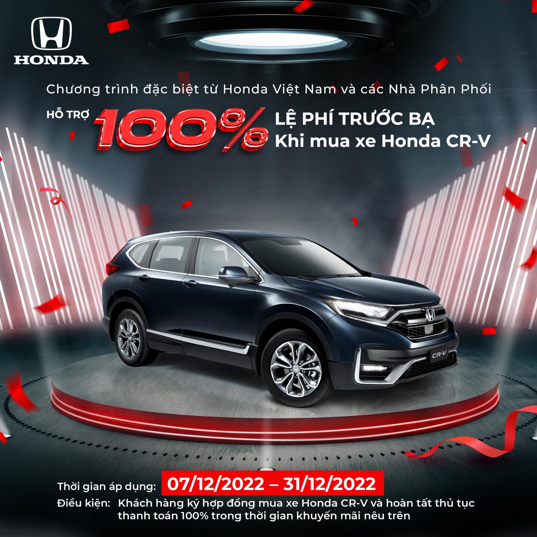 Honda CRV giảm 100% Thuế Trước Bạ